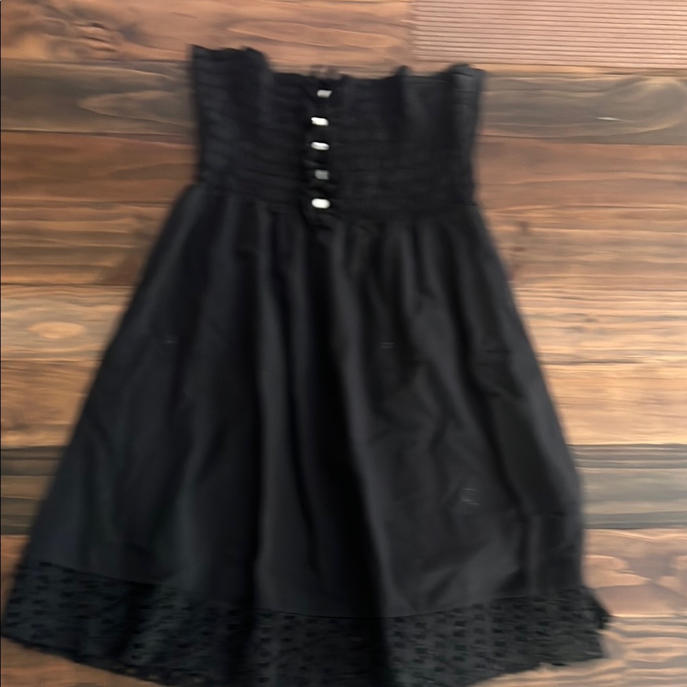 Black A-line Smocked Knee-length Skirt